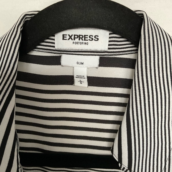 Express Black and White Striped Button Down Shirt - Picture 3 of 4